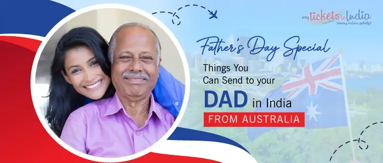 A Blog with an old father with his daughter and text that says - 5 Things You Can Gift Your Father In India From Australia