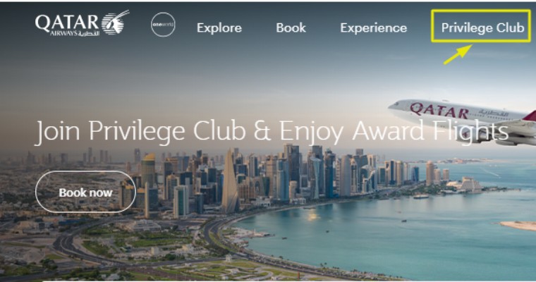 Check the official website of Qatar Airways and click on the Privilege Club option at the top